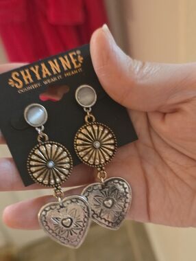 Shyanne Silver-Tone Medallion Heart Drop Earrings